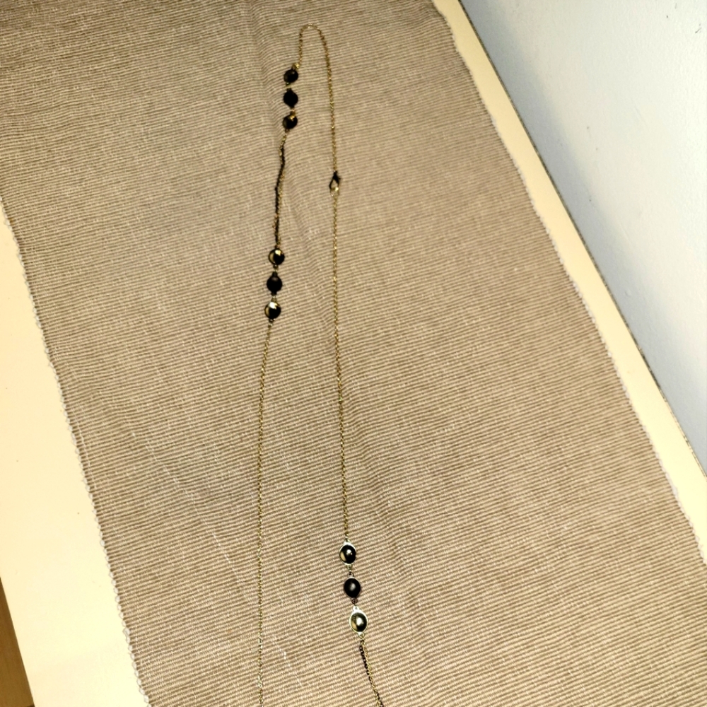 cj banks long gold tone charm necklace